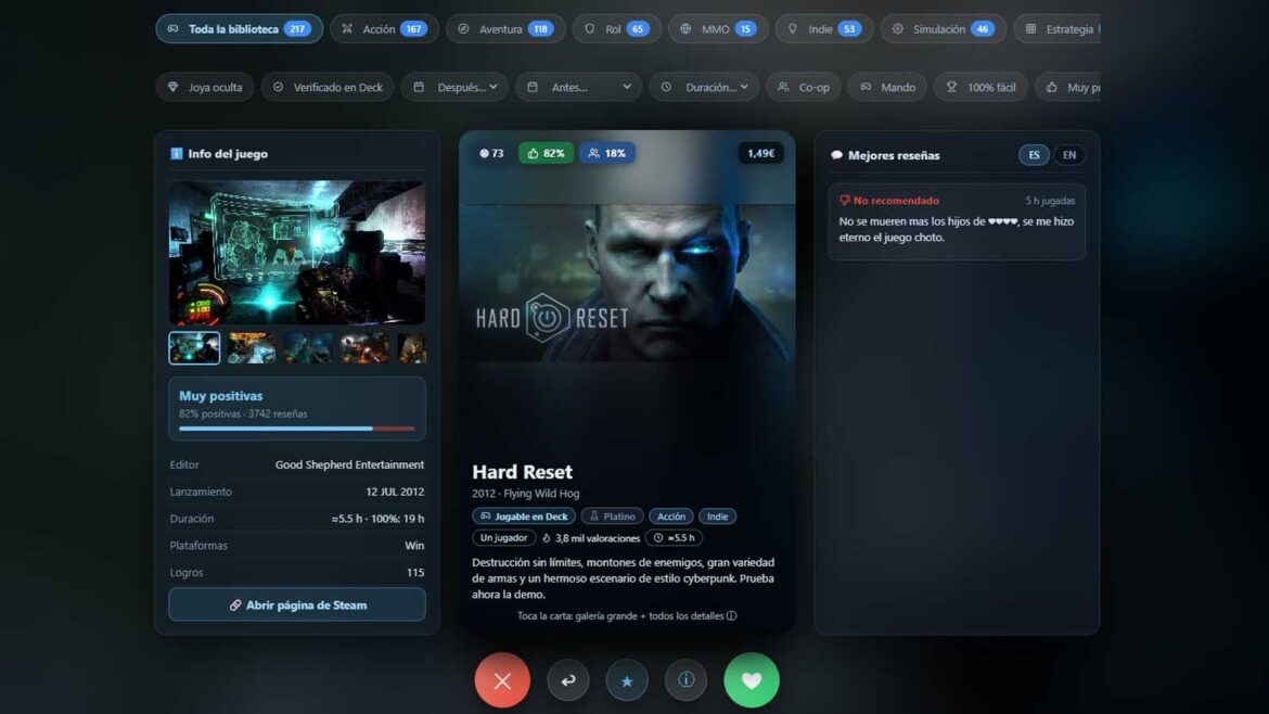Dustpile, la app gratis que te dice a qué jugar en tu biblioteca de Steam - Dustpile Steam