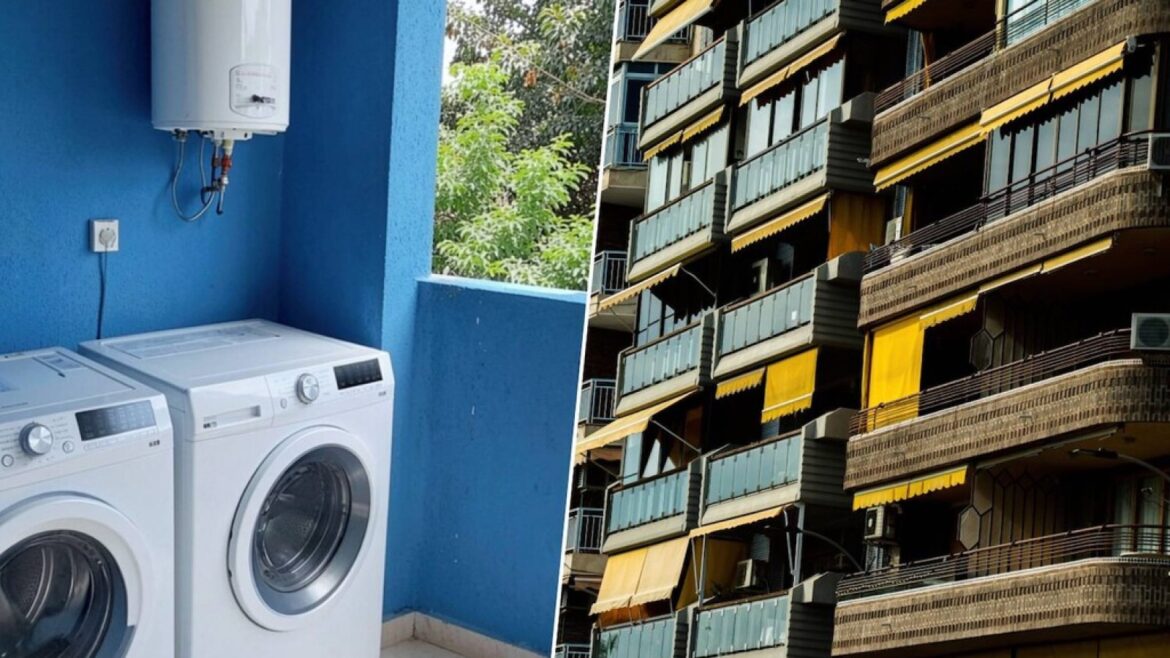 Lavadora en el balcón: el error que puede costarte 3.000 euros de multa