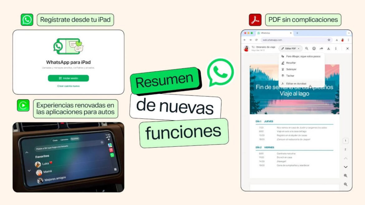 WhatsApp: cuenta desde iPad, mejoras en CarPlay, PDF y música en estados - WhatsApp iPad