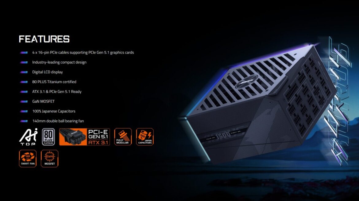 GIGABYTE AORUS P1600W: la fuente Titanium con pantalla y 1.600 W