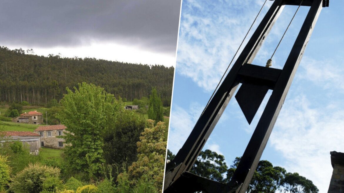 Una guillotina gigante aparece en una aldea de Galicia: ¿quién la puso? - guillotina gigante Galicia