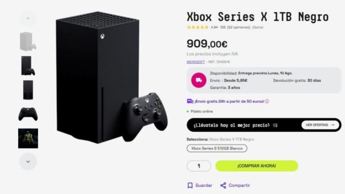 Xbox Series X dispara su precio a 909 € y ya cuesta más que una PS5 Pro - precio Xbox Series X