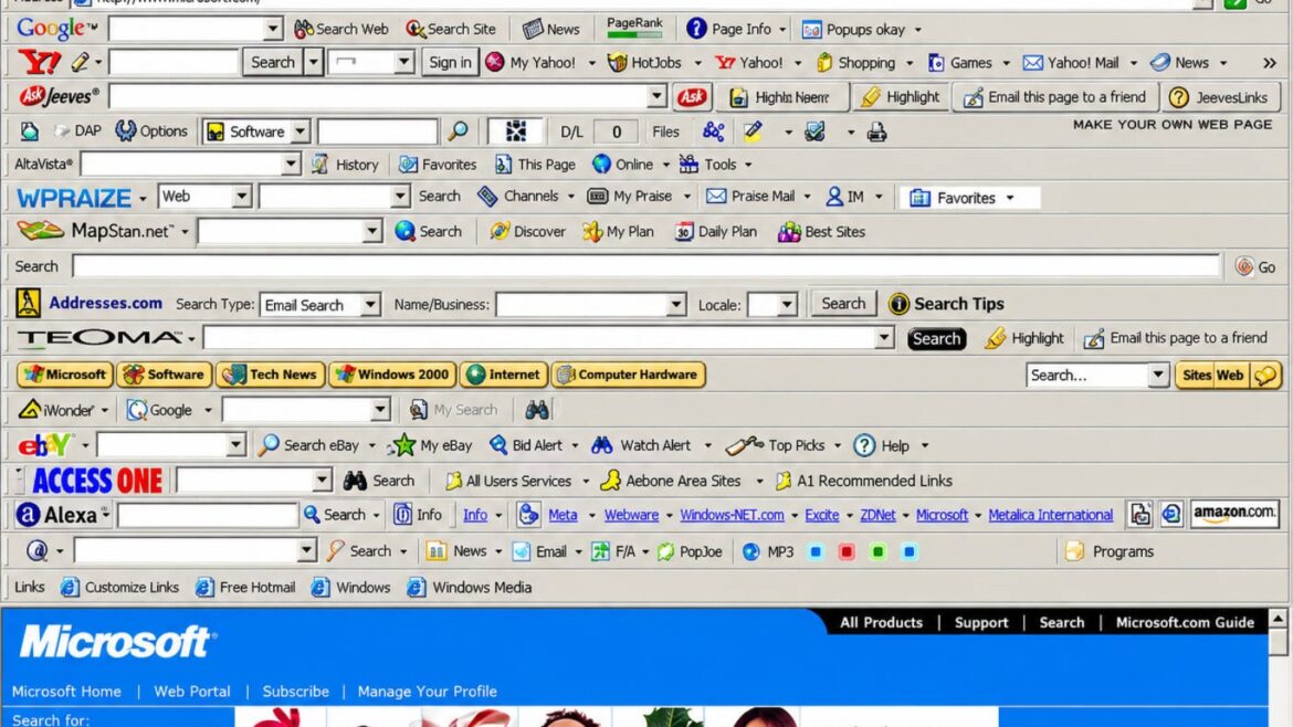 Toolbars: cuando devoraron Internet Explorer y llenaron la pantalla - toolbars Internet Explorer